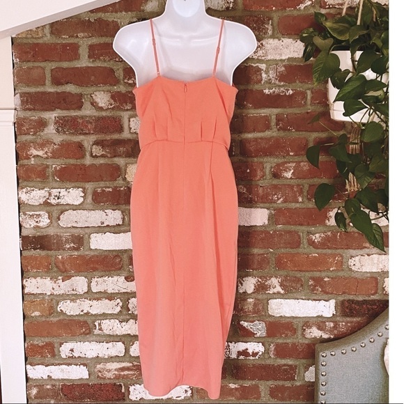 New CHELSEA28 Faux Wrap Dress In Coral Peach Size XXS - Picture 4 of 8